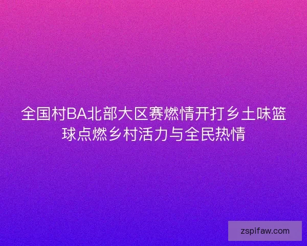 全国村BA北部大区赛燃情开打乡土味篮球点燃乡村活力与全民热情