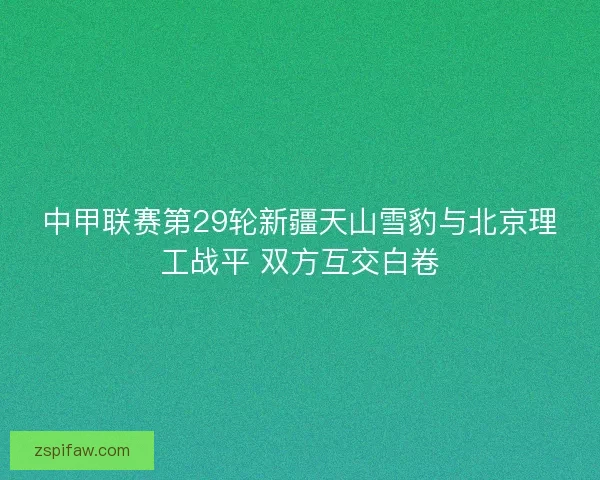 中甲联赛第29轮新疆天山雪豹与北京理工战平 双方互交白卷